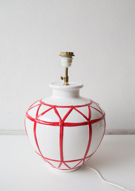 Gran lámpara cerámica blanca y roja (VENDIDA)