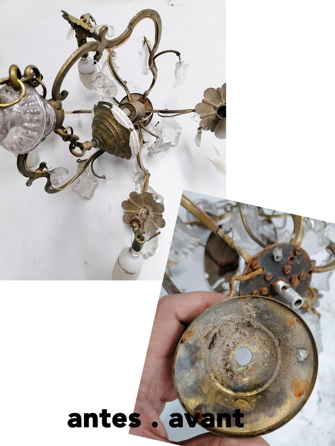 antigua lámpara de techo araña francesa con cristales antique vintage french chandelier lustre ancien