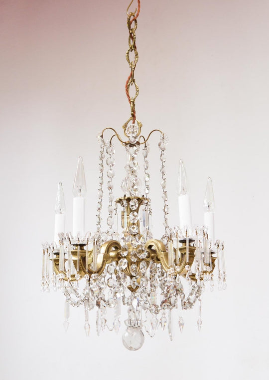 lampara de araña bronce y lagrimas cristal francia baccarat saint louis chandelier