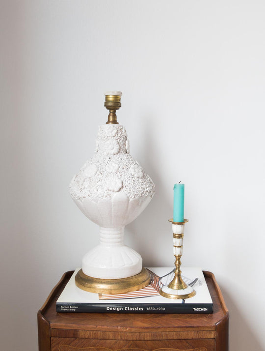 Lámpara mesa cerámica blanca Manises (VENDIDA)
