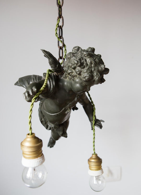 antigua lampara techo angel bronce antique french angel chandelier