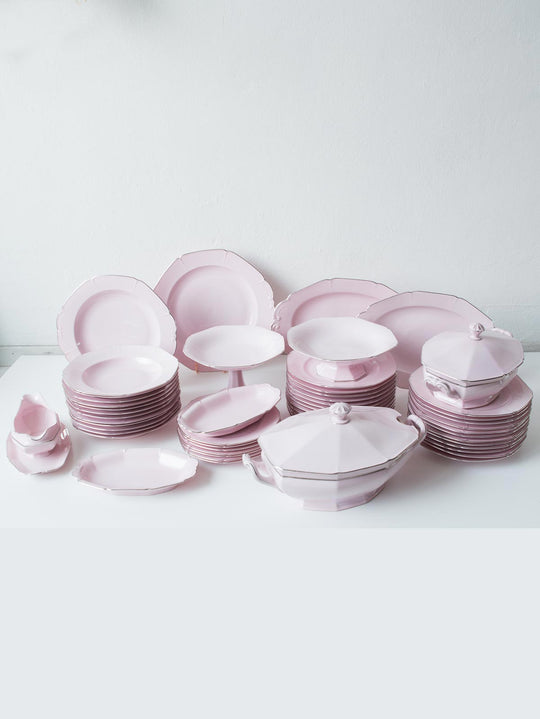 vajilla rosa porcelana checa antigua pink dinner service