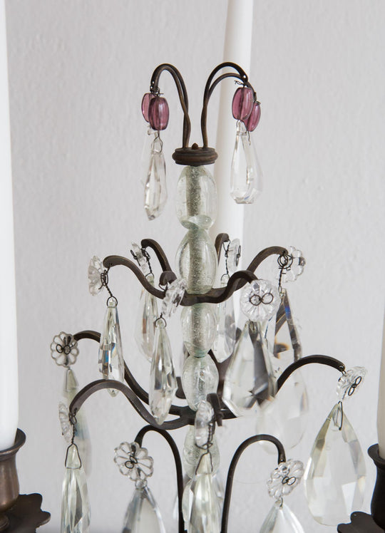 Pareja de antiguos candelabros "girandoles". Francia. s. XIX (40 cm)