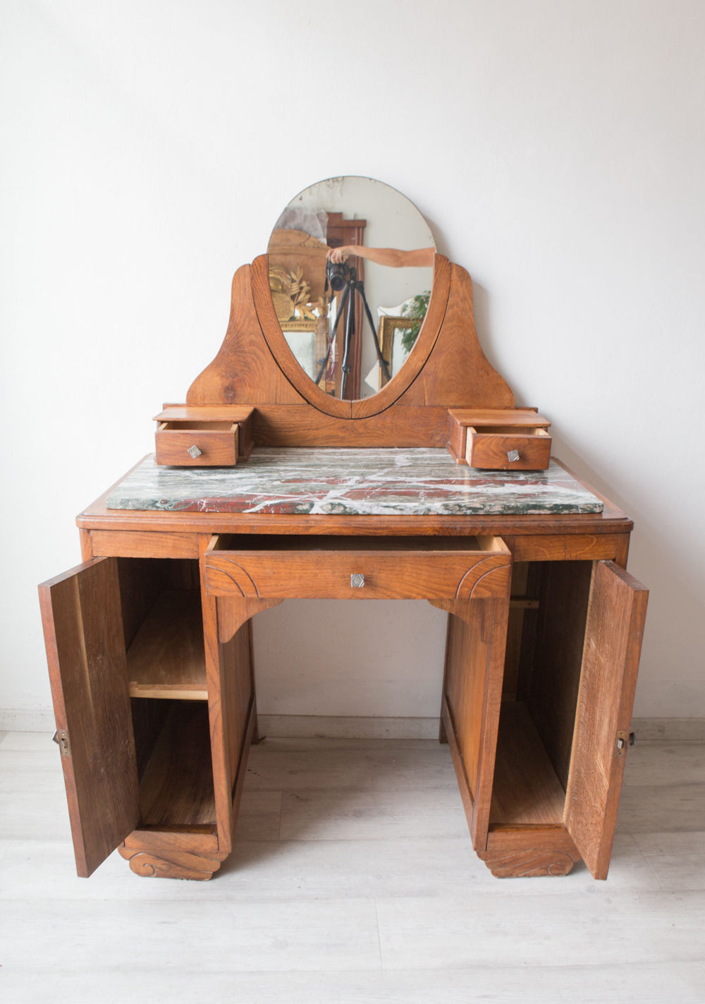 Antiguo escritorio con espejo francés art decó años 30 (100 cm)