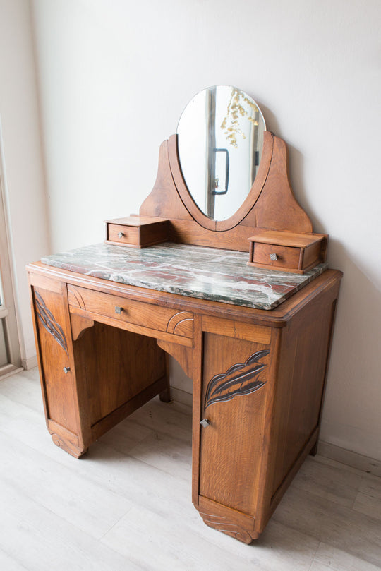 Antiguo escritorio con espejo francés art decó años 30 (100 cm)