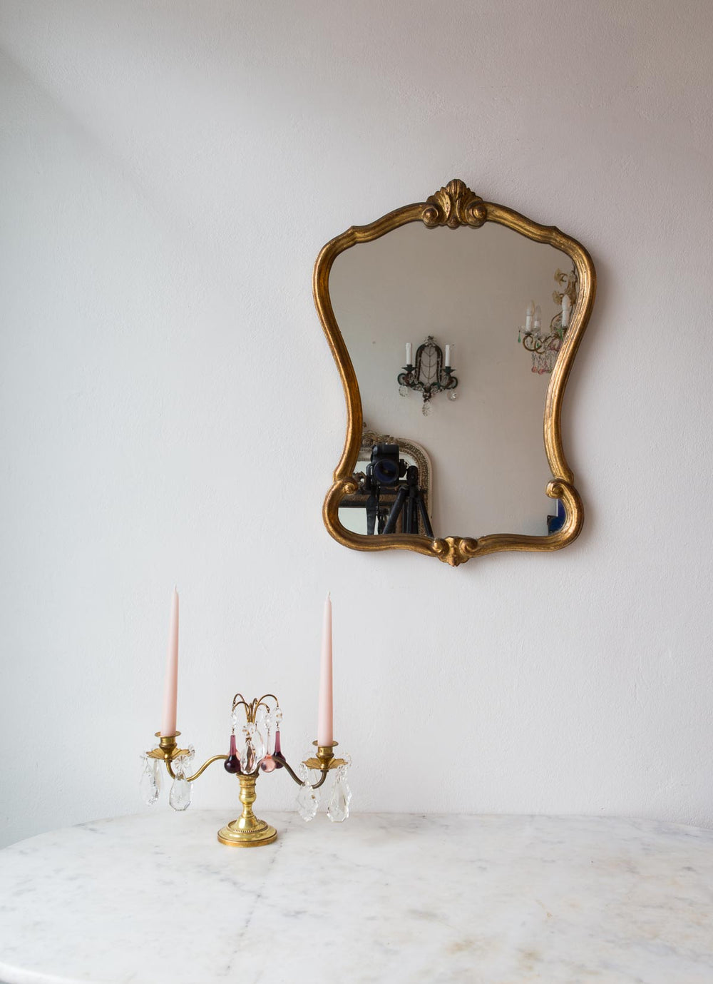 Antiguo espejo dorado francés curvas (VENDIDO)