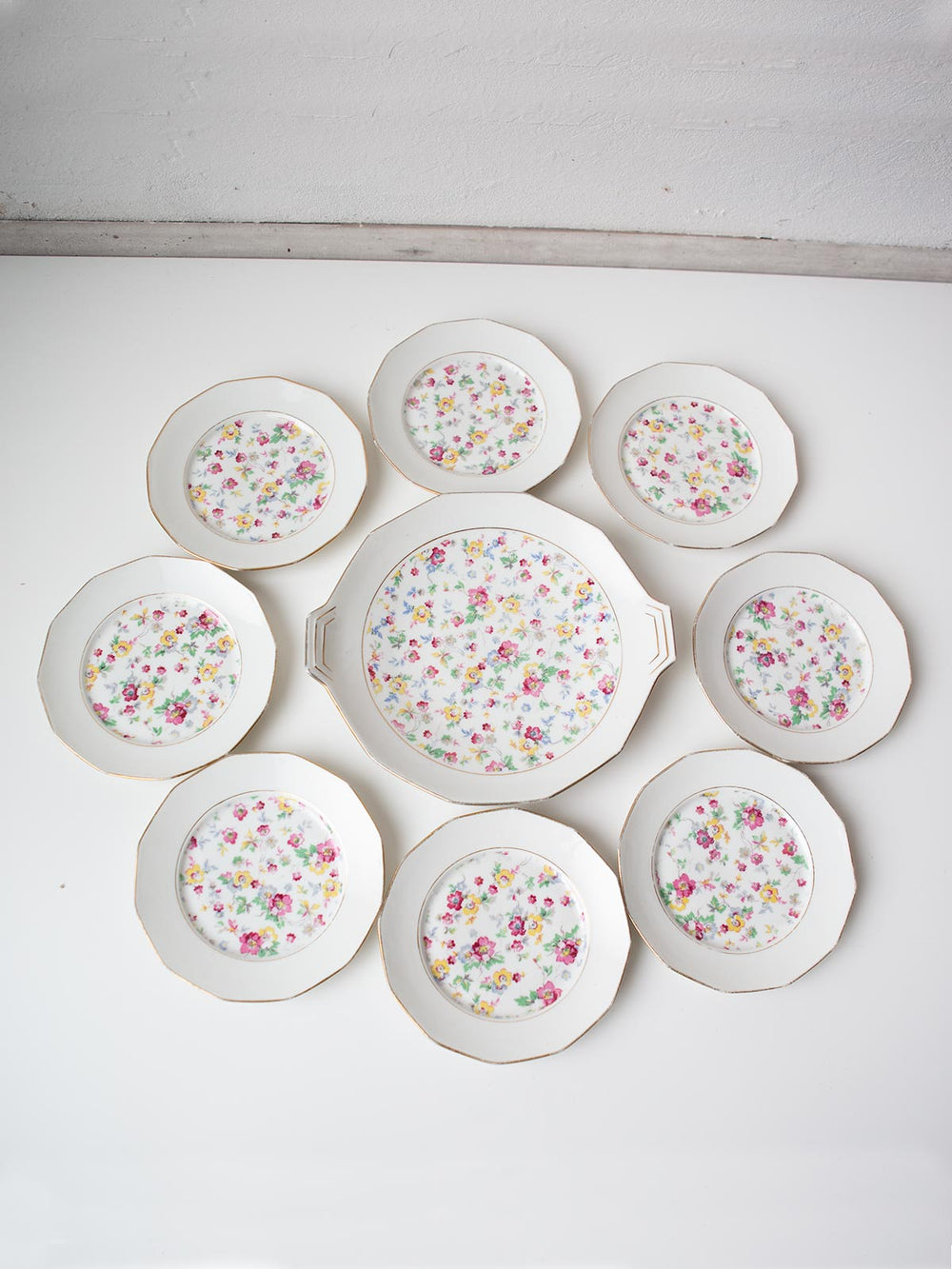 Juego postre porcelana francesa años 30/40 Lourioux Foecy (VENDIDO)