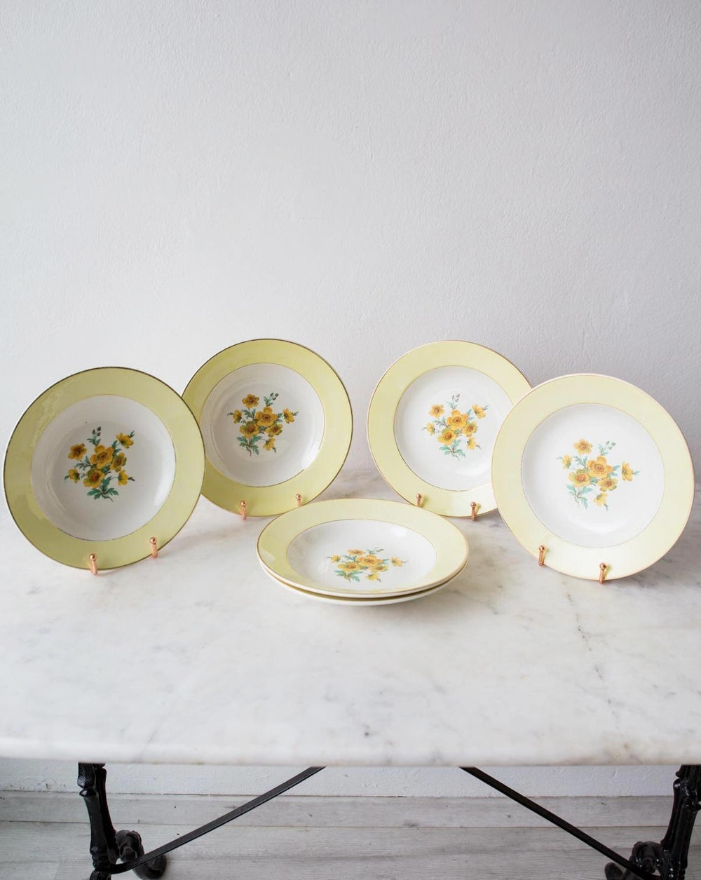 Platos hondos franceses amarillos loza Sarreguemines french yellow bowls