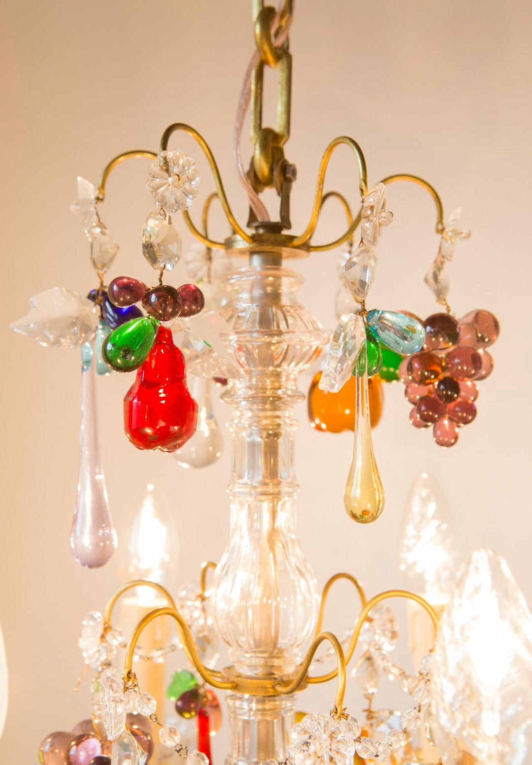 Antigua lámpara francesa con cristales colores CM#4 (VENDIDA)