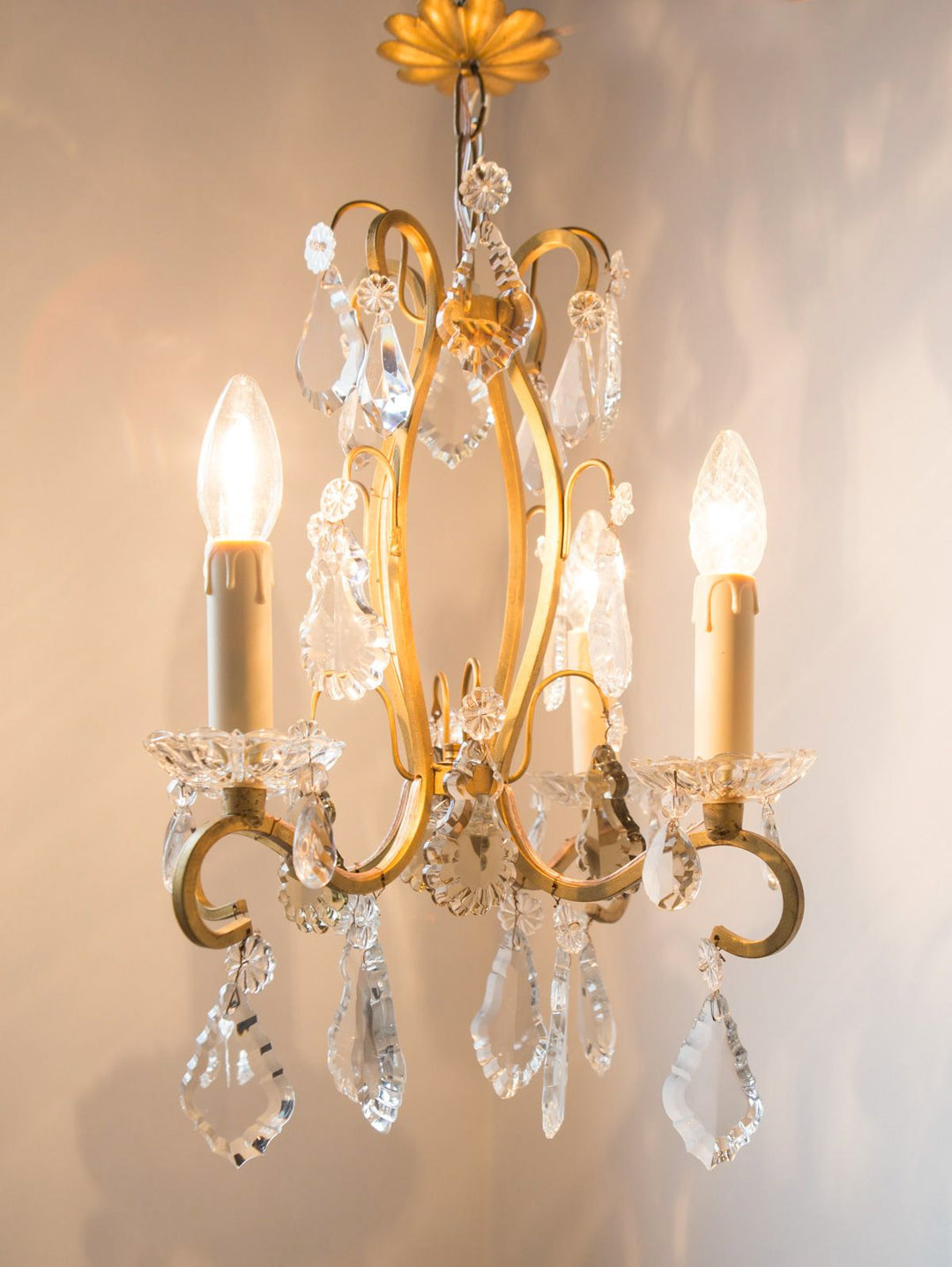 antigua lámpara de techo francesa con cristales antique vintage french chandelier