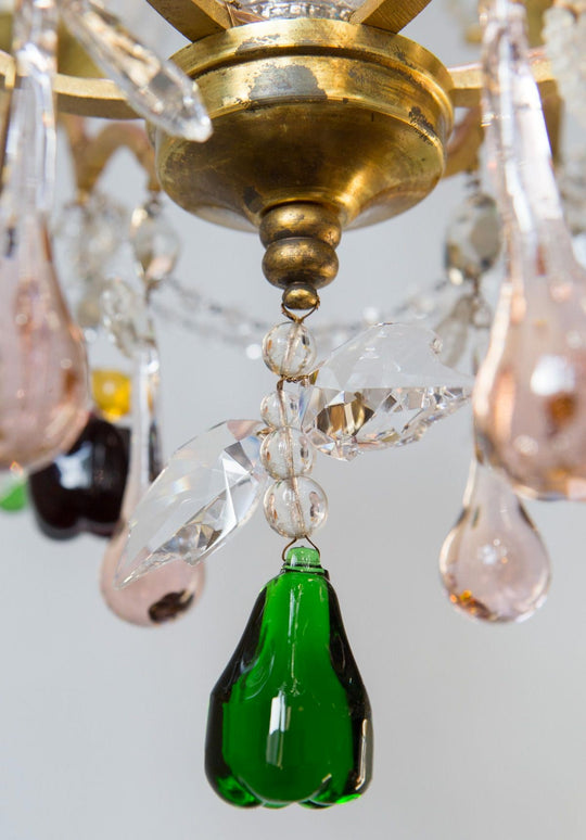 Antigua lámpara francesa con cristales colores CM#3 (VENDIDA)