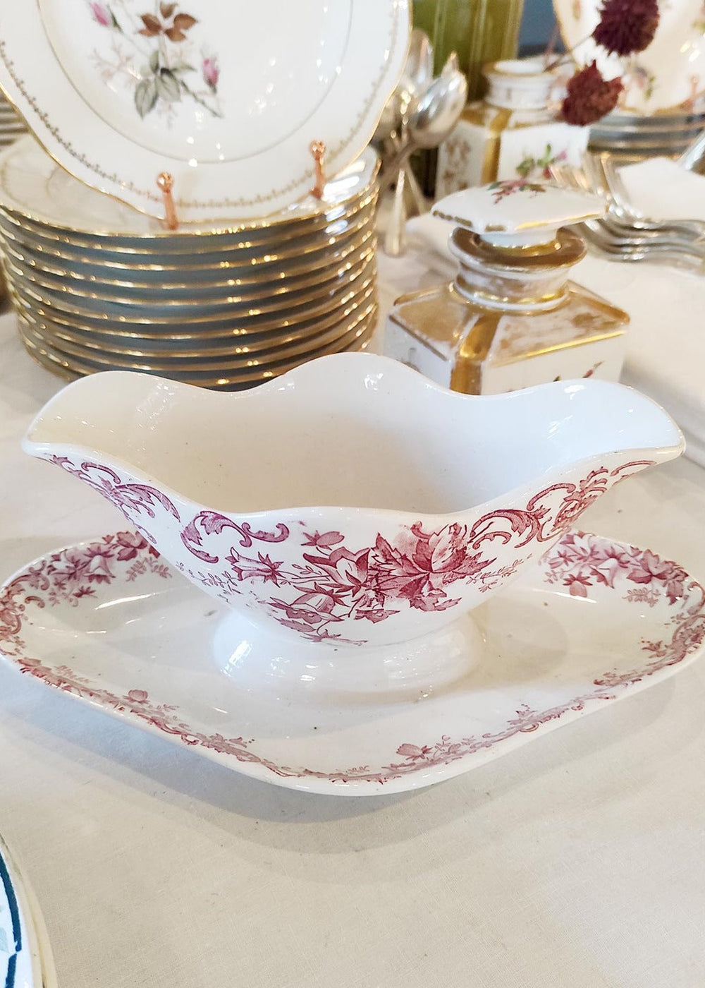 Salsera antigua francesa Saint Amand c. 1900 sauce bowl