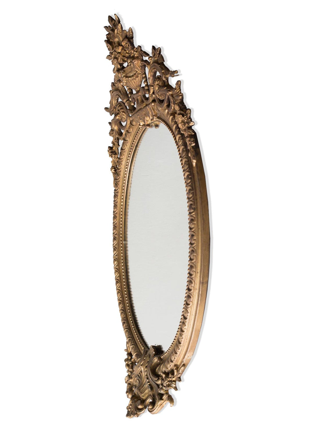 antiguo espejo ovalado francés dorado XIX antique gilded french mirror