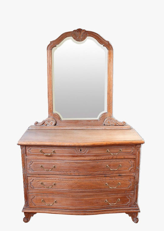 Antigua cómoda con espejo madera lavada (VENDIDA)