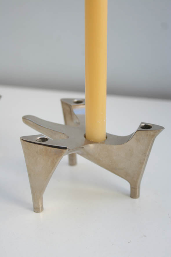 Candelabros alemanes apilables metal cromado años 60/70 vintage candleholder