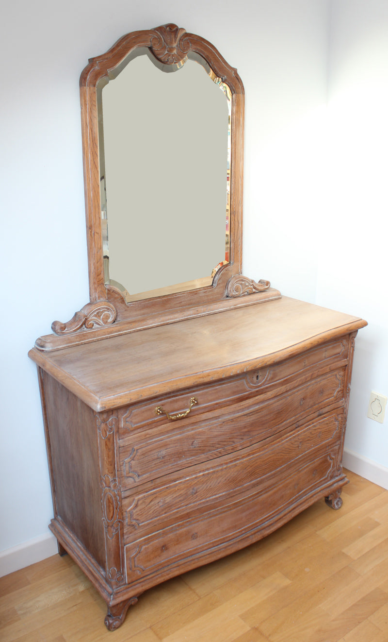 Antigua cómoda con espejo madera lavada (VENDIDA)