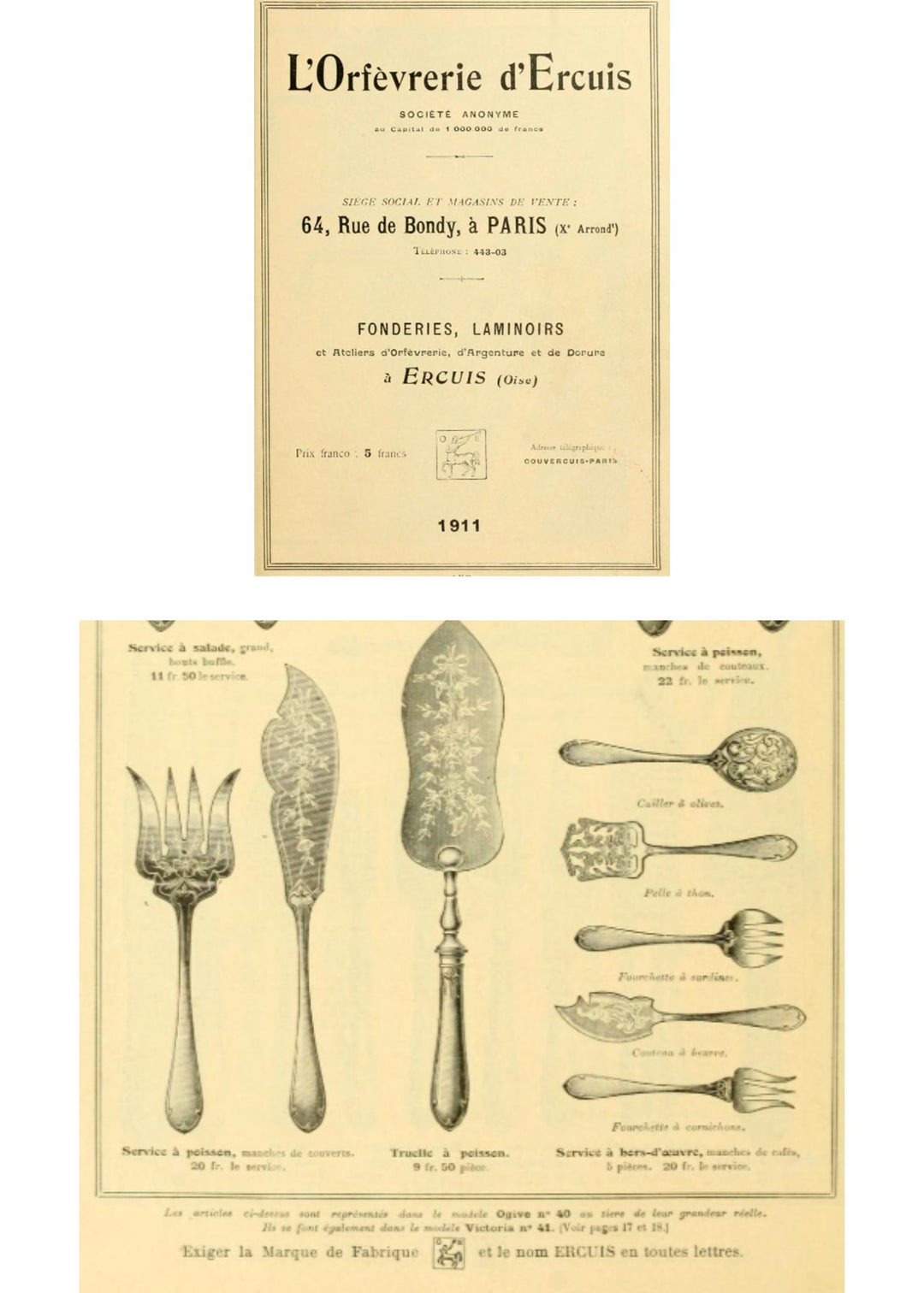 Conjuntos servicio PESCADO y APERITIVOS, franceses Belle Epoque c. 1910 (6 PIEZAS)