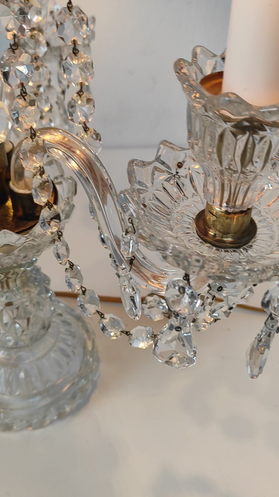 Lámpara mesa "Girandole" cristal checo Bohemia 53 cm c. 1970