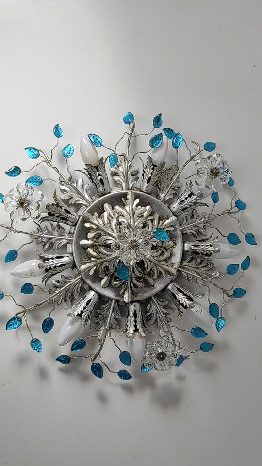 gran plafon banci firenze hierro plateado cristal azul