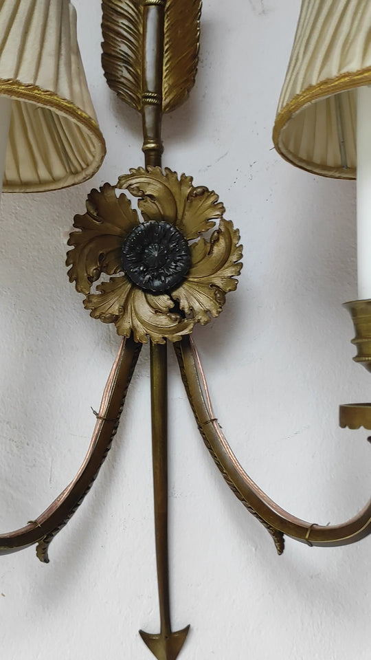 Pareja grandes apliques franceses estilo Imperio flecha s. XIX (42 cm)