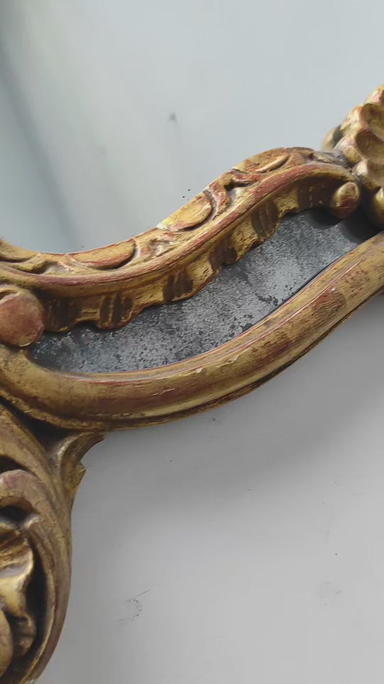 Antiguo espejo francés madera dorada estilo Luis XV barroco (100*66 cm)