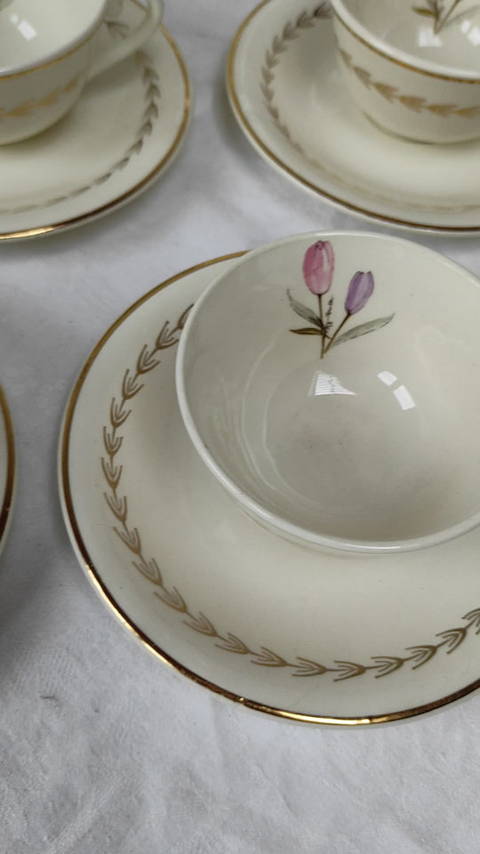 Antiguo juego merienda o desayuno loza francesa GIEN (30 PIEZAS)