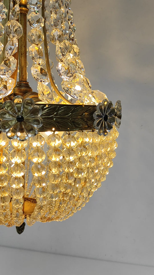 Lámpara de techo globo "montgolfier" francesa bronce y cristal (35 cm)