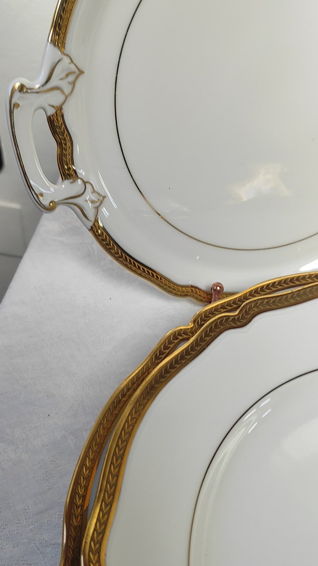 Vajilla francesa porcelana Limoges Unique filo dorado c. 1950s (53 PIEZAS)