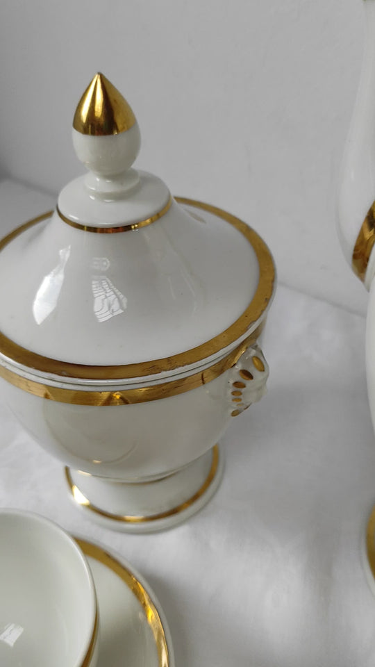 Antiguo juego de café PARA 10 porcelana Vieux Paris o Limoges s. XIX (24 PIEZAS)