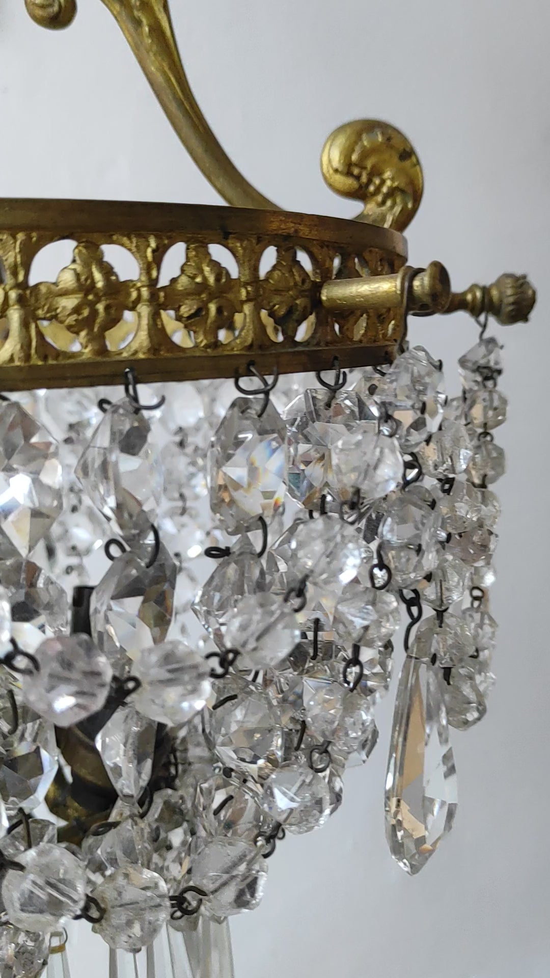 Lámpara de araña francesa bronce y cristal aprox. 1900 (35 cm)