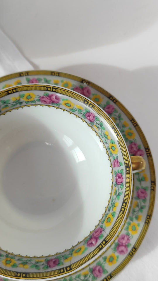 Juego de té porcelana Limoges florecillas 12 servicios