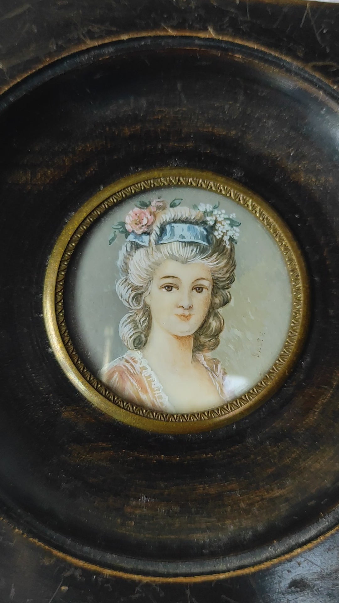 Retrato femenino "La Dame de Parme", miniatura francesa, c. 1900