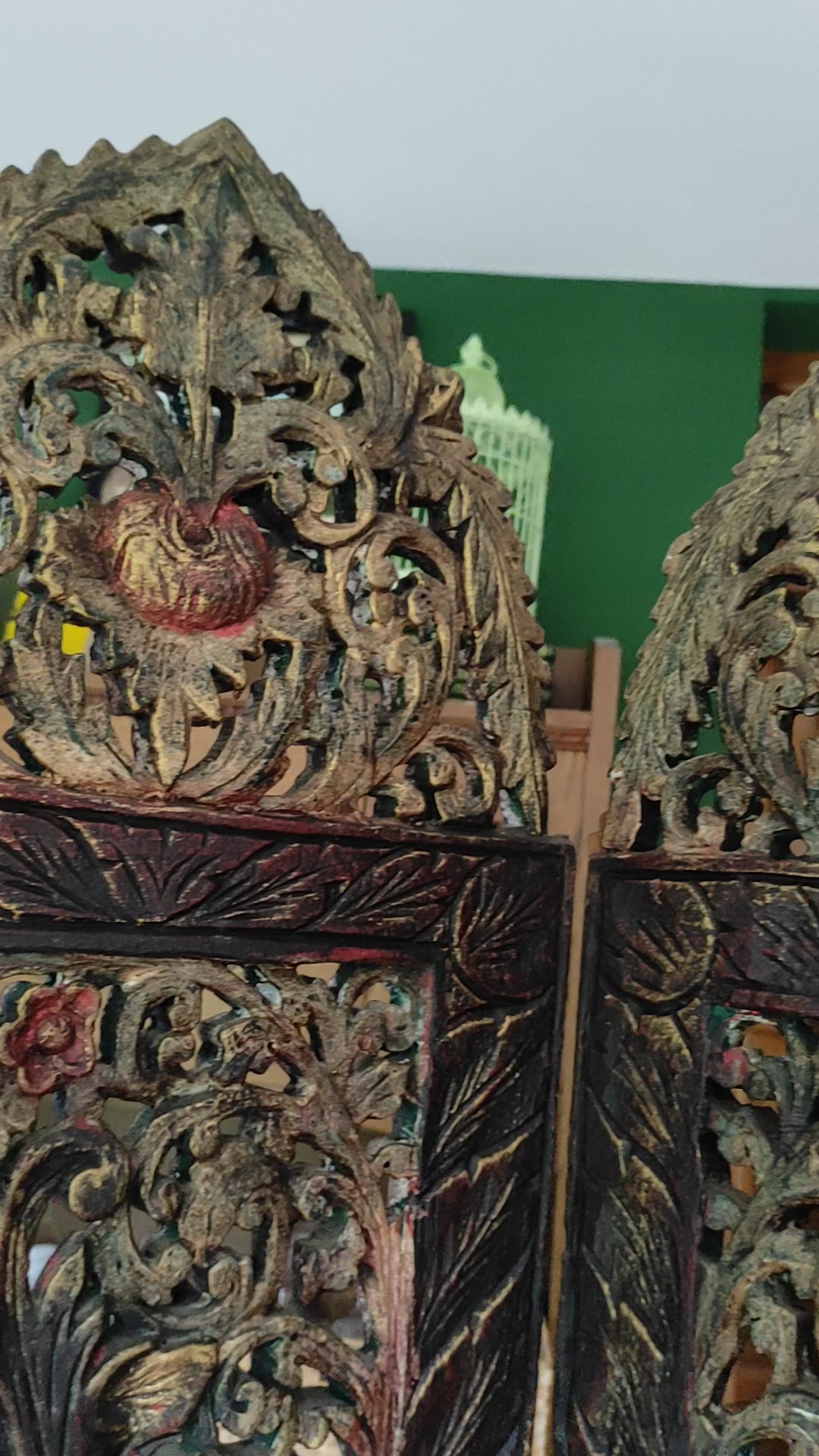 gran biombo madera policromada c. 1930s