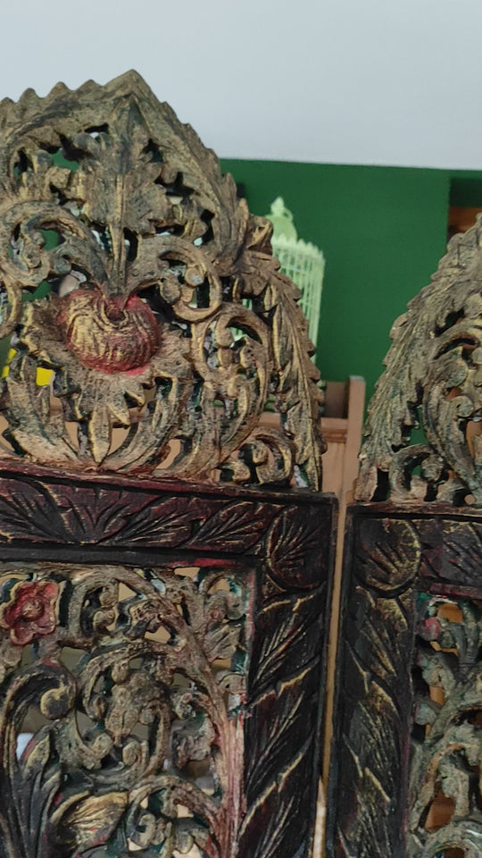 gran biombo madera policromada c. 1930s