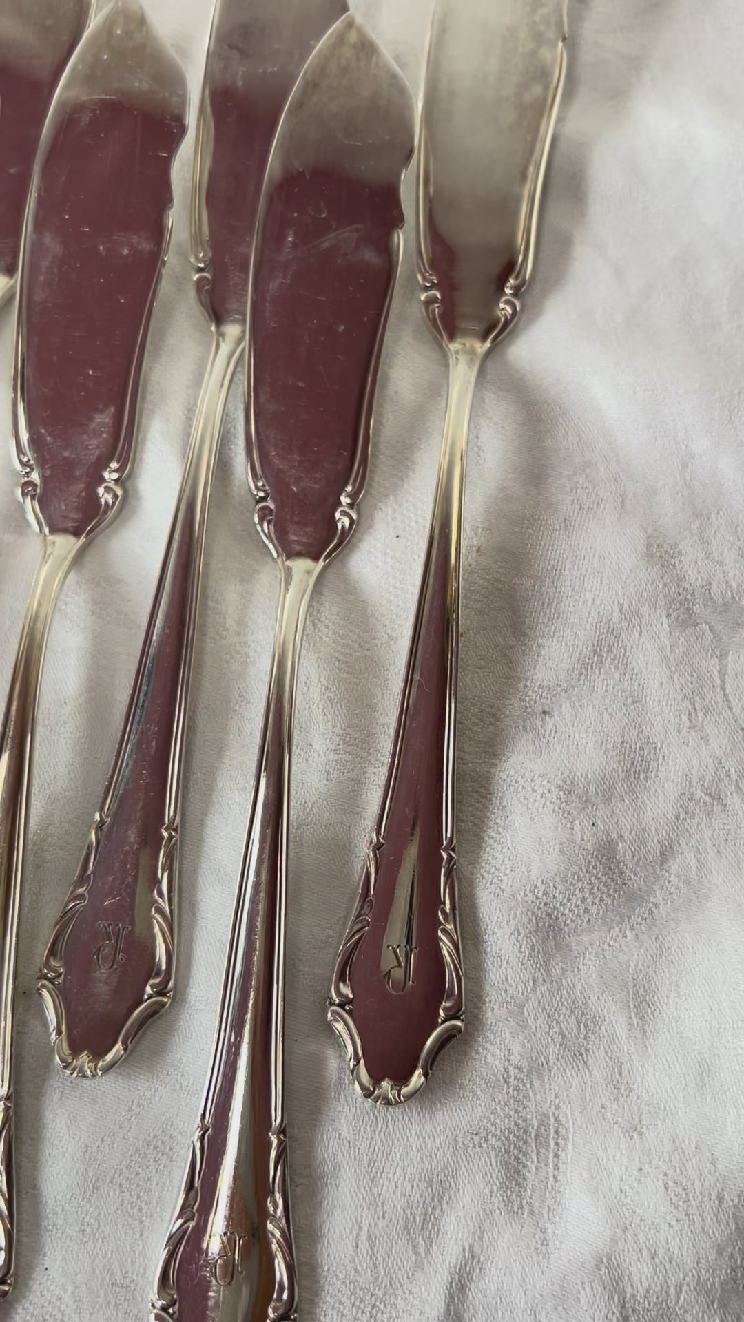 Cubiertos pescado suecos PARA 12 metal baño plata "R" c. 1960s (24 PIEZAS)