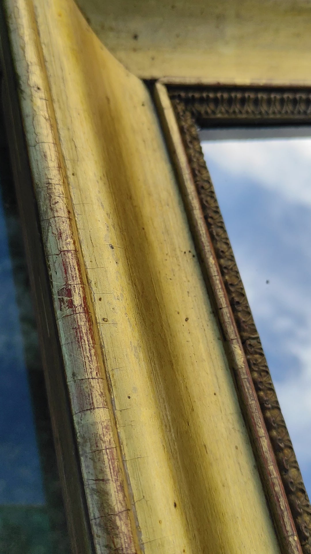 Antiguo espejo francés rectangular madera dorada s. XIX ( 53*81 cm)