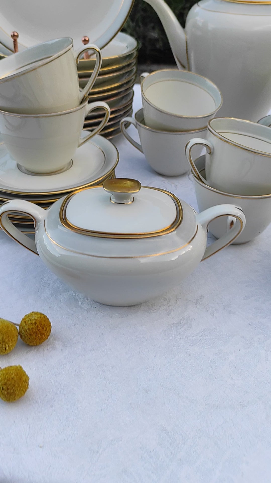 Juego de café para 12 porcelana alemana Frisia | KPM Copenhague Fredensborg c. 1950s (39 PIEZAS)