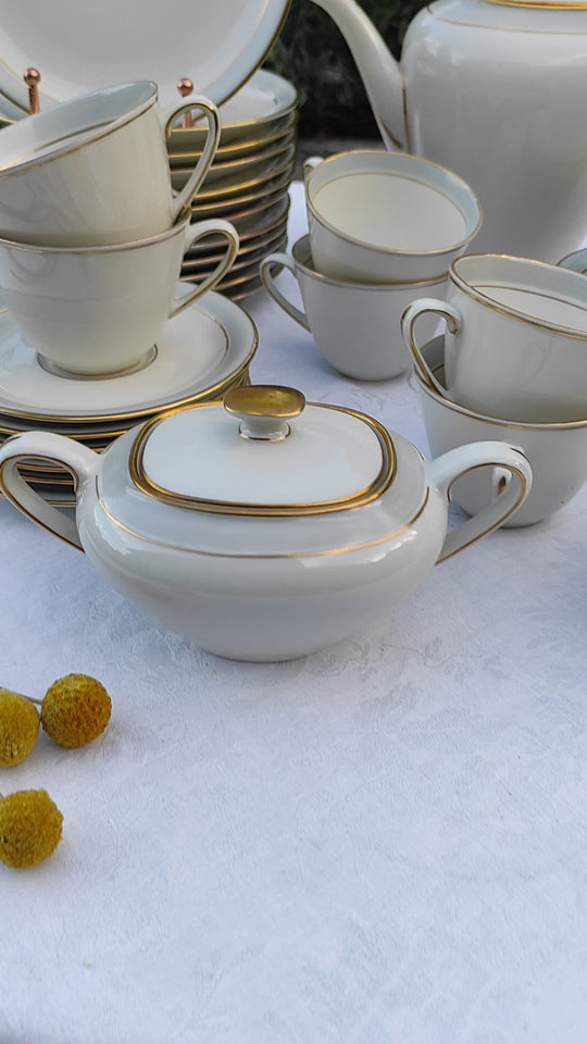 Juego de café para 12 porcelana alemana Frisia | KPM Copenhague Fredensborg c. 1950s (39 PIEZAS)