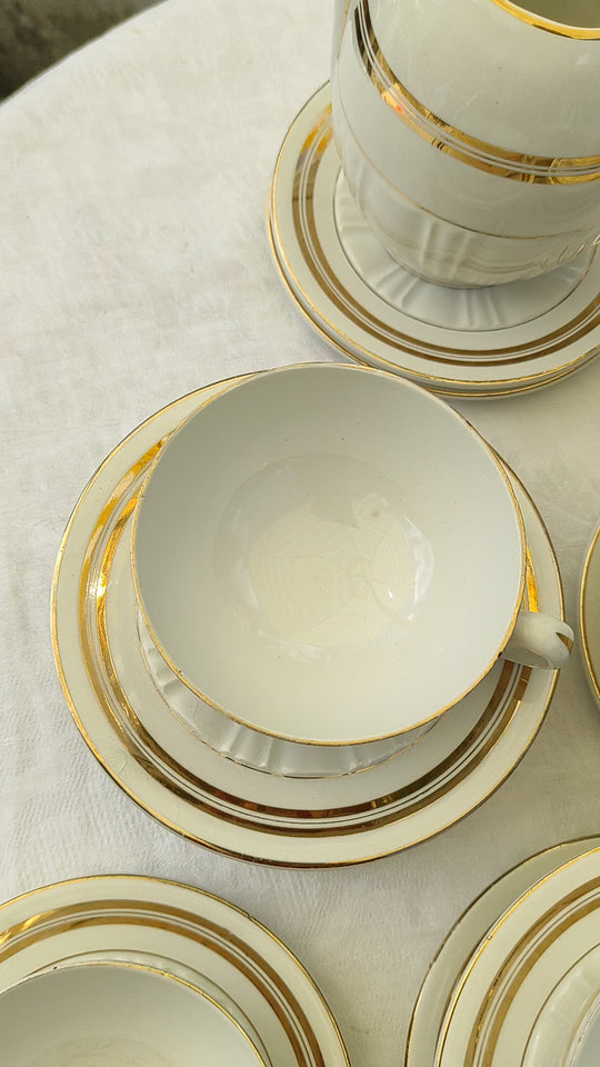 Juego de café loza francesa para 10 Hamage filo dorado (25 PIEZAS)