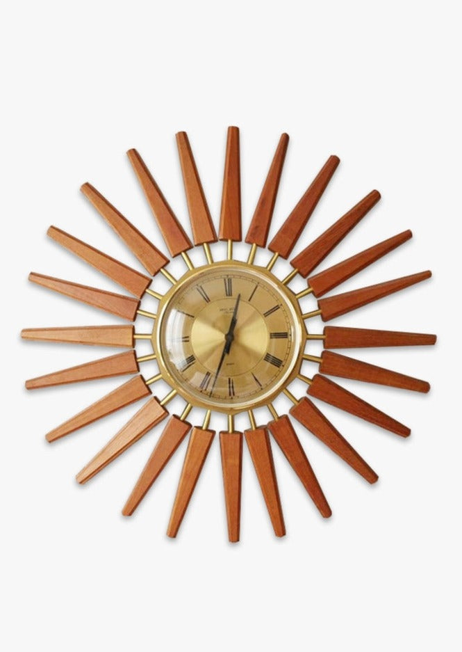 Reloj sol inglés rayos teca años 50/60 (VENDIDO)