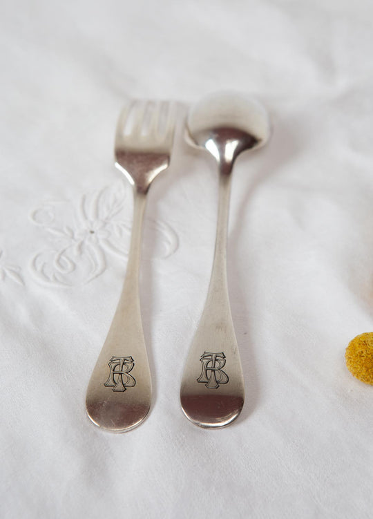 Antiguos cubiertos de MESA Christofle PARA 12 iniciales TB s. XIX (24 PIEZAS)