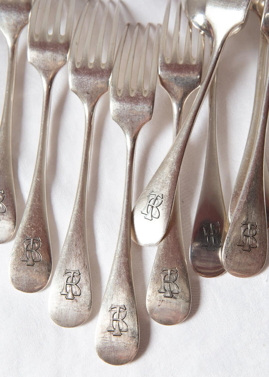 Antiguos cubiertos de MESA Christofle PARA 12 iniciales TB s. XIX (24 PIEZAS)